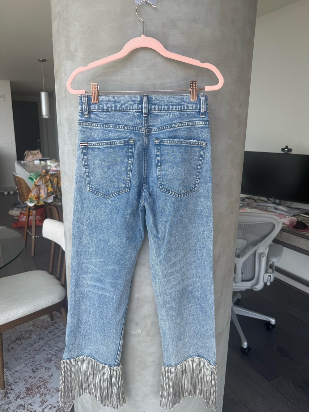 Alice + Olivia Embellished Rhinestone Boyfriend Jeans - Picture 3 of 5